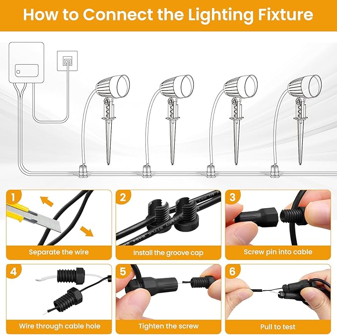 Low Voltage Landscape Lighting Kit, 12W Landscape Lights with Transformer 33FT UL-Listed Wire & Connectors, 2700K Waterproof Outdoor Garden Lights for Yard House Tree 12V-24V