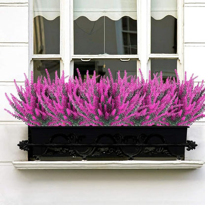 20 Bundles Artificial Lavender Flowers Outdoor UV Resistant Fake Flowers No Fade Faux Plastic Plants Garden Porch Window Box Decorating(Classic Fushia)
