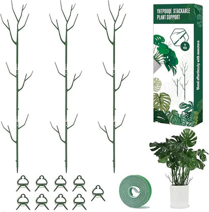 9 Pack Green Plant Support Stakes Plant Stakes for Indoor and Outdoor Plants. 39.37inch Plant Sticks with Extension Poles, Plant Clips,Plant Ties for Potted Monstera Plants, Climbing Plants