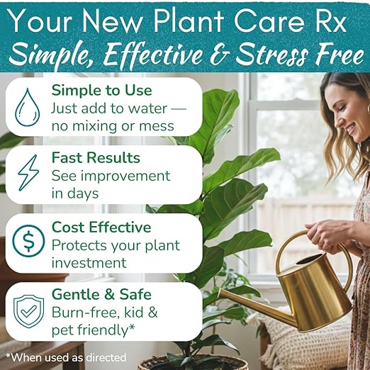 Fiddle Leaf Fig Rescue Drops – Treats Root Rot, Brown Spots, Leaf Drop & Stress | Immune Boosting Liquid Formula Concentrate | Easy to Use | Safe for All Tropical Plants | 3.3 oz | Made in USA