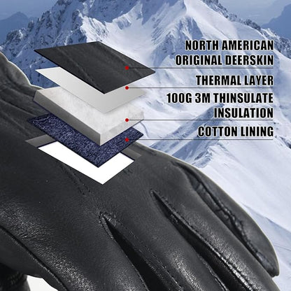 HLDD HANDLANDY Winter Work Gloves, Insulated Leather Work Glove with Abrasion Protection & Thinsulate Lining for Cold Weather