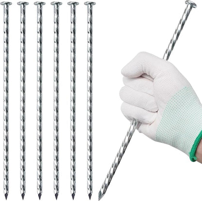 10 Inch Galvanized Landscape Stakes Heavy Duty Metal Anchoring Spikes Garden Nails for Paver Edging, Camping Tent, Weed Barrier, Artificial Turf, Carpentry and More (50)