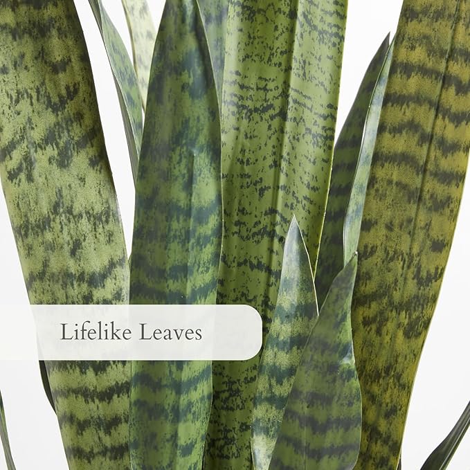 CG Hunter Faux Snake Plant, Premium Artificial Indoor Plant Stands 40” Tall and Enhances Interior Design, Lifelike-Leaves Create Realistic Natural Appearance, Grey Planter Pot Included