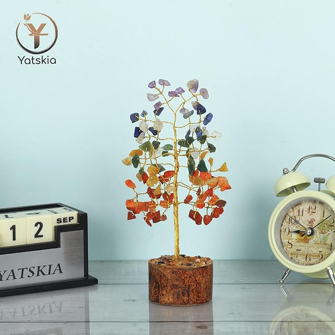 Seven Chakra Tree - Chakra Tree of Life - Crystal Tree for Positive Energy - Gemstone Tree - Chakra Money Tree - Mini Naturals Trees - Crystal Trees As Home Decor