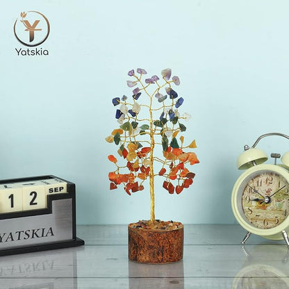 Seven Chakra Tree - Chakra Tree of Life - Crystal Tree for Positive Energy - Gemstone Tree - Chakra Money Tree - Mini Naturals Trees - Crystal Trees As Home Decor