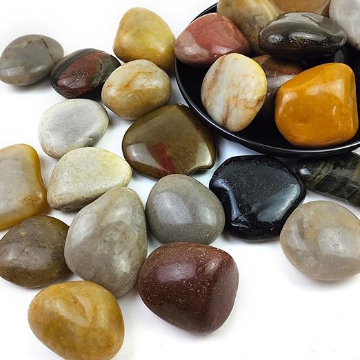 5LB Mixed Color River Rocks - 2-3 inch High Polished Decorative Pebbles, Stones for Landscaping,Natural River Rocks for Outdoor Décor, Plants,Vase Filler,Fish Tank