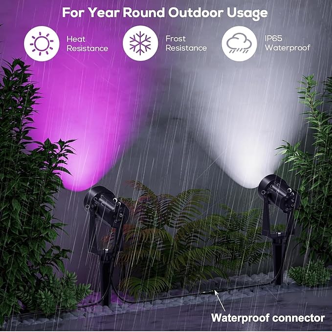 SUNTHIN Outdoor Landscape Lighting with Remote, RGBW Color Changing Spot Uplights, 12 Pack (2 * 6 Pack)