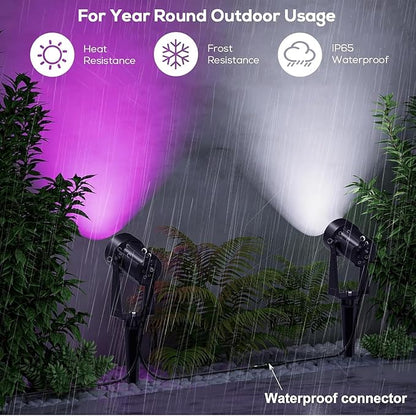 SUNTHIN Outdoor Landscape Lighting with Remote, RGBW Color Changing Spot Uplights, 12 Pack (2 * 6 Pack)