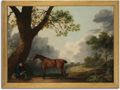 SAMHOU Framed Canvas Wall Art Vintage Decor, Classical Oil Painting Canvas Prints Champ fleuri Vintage Wall Ar 12x16 Inch
