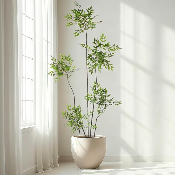 Giegxin 7ft Faux Bamboo Tree Indoor Artificial Nandina Tree Realistic Large Fake Plants Potted Planter Tall Foliage Floor Plant for Home Office Corner Room Decor Greenery Housewarming Gift
