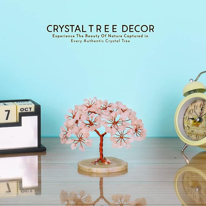 Rose Quartz Crystal - Crystal Money Tree - Crystal Gifts for Women - Artificial Tree - Stones and Crystals - Rose Quartz Tree - Gemstone Bonsai Tree - Rose Quartz Decor