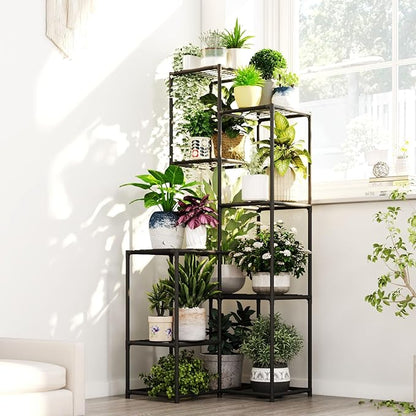 Bamworld Plant Stand Indoor Outdoor Corner Plant Shelf 54.7" Tall Plant Table Metal Large Plant Holder for Multiple Plants Patio Balcony Garden Office Home Decor