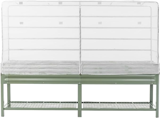 Vego garden Mesh Cover System for 2' x 8' Elevated Raised Garden Bed-V Series, 4 in 1 Trellis and Cover for Plants, Garden Bed Not Included