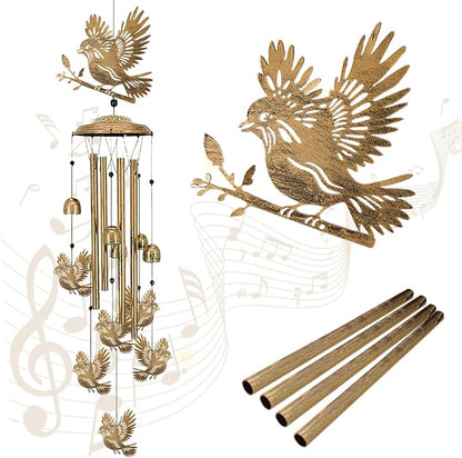 Bird Wind Chimes for Outside Bird Metal Windchimes,Sparrow Wind Chine Decor,Indoor/Ourdoor Garden Yard Patio Decoration Unique Home for Women/Men/Sympathy Gift/Memorial/Festival Birthday Gifts