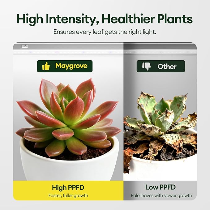 Grow Lights for Indoor Plants 2FT, Blue-Rich Full Spectrum 5000K Grow Light, 60W(4 x 15W), T5 LED Grow Light Strips for Succulents, High PPFD, Linkable, White, 4-Pack