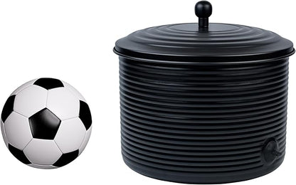 Garden Hose Holder Storage Pot with Lid Antique Ribbed | Water Hose Container Pot Outdoor or Indoor Use | Expandable Water Hose Hider Metal | Holds 125 ft Hose