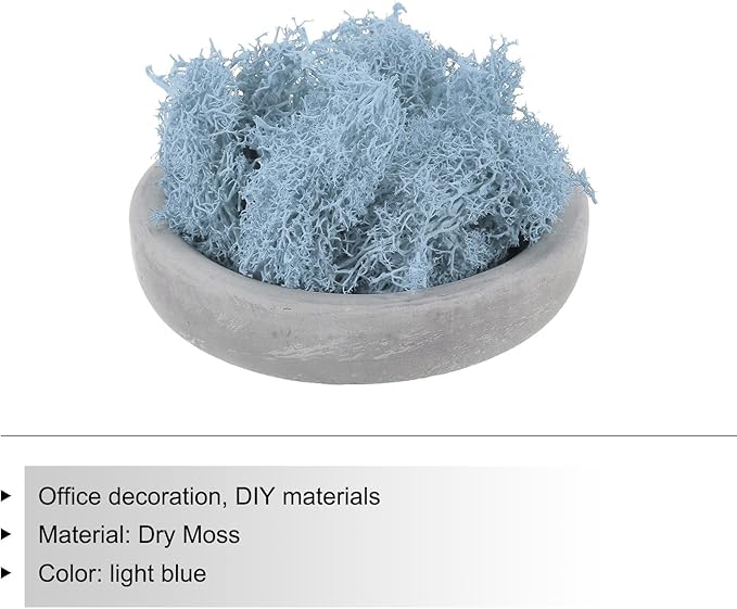 MECCANIXITY 3.5 OZ Moss Fake Craft Moss Artificial Moss Natural Preserved Moss for Craft Arts Floral DIY Project Wall Wedding Garden Patio Table Terrariums Decoration(Light Blue)