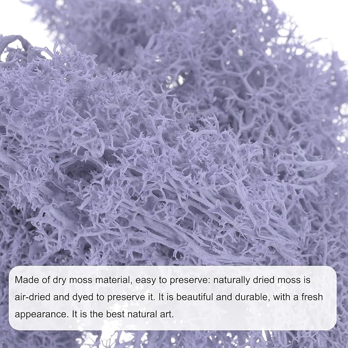 MECCANIXITY 3.5 OZ Moss Fake Craft Moss Artificial Moss Natural Preserved Moss for Craft Arts Floral DIY Project Wall Wedding Garden Patio Table Terrariums Decoration(Light Purple)
