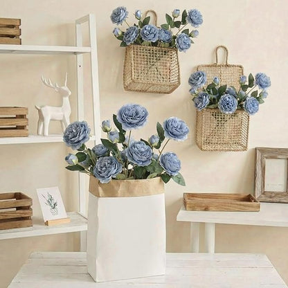 36 Bundles Artificial Flowers Peonies Roses Fake Bouquet for Wedding Bridal Shower Valentine's Day Decorations Fake Floral Arrangements Table Centerpieces Home Decor(Dusty Blue)