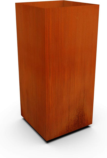 Plantercraft Corten Steel Planter Tall Cube Garden Box Metal Outdoor Heavy Duty | Made in USA | Fully Assembled | Commercial Residential