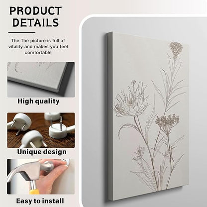 Wivsev Floral Wall Art,Wildflower Canvas Wall Art,Boho Art Wall Decor for Bedroom,Livingroom,Bathroom (24" x 36" x 3 pcs)