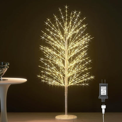 Hairui Lighted White Tree with 576L Warm White Fairy Lights 4FT, Twig Tree with Lights for Indoor Outdoor Home Thanksgiving Christmas Winter Holidays Party Decoration