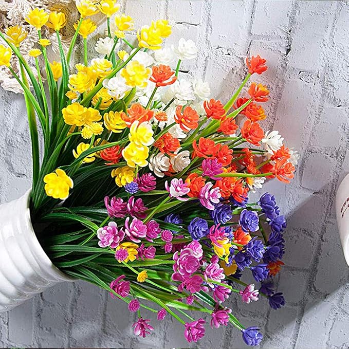 10 Bundles Artificial Daffodil Outdoors Flowers (Blue)