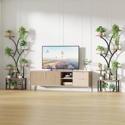 Plant Stand Indoor with Grow Lights, 9 Tiered Plant Shelf Indoor, 60" Corner Plant Stand for Indoor Plants Multiple, Metal Tall Plant Flower Holder, S-Shaped Plant Rack for Home, Patio,Living Room