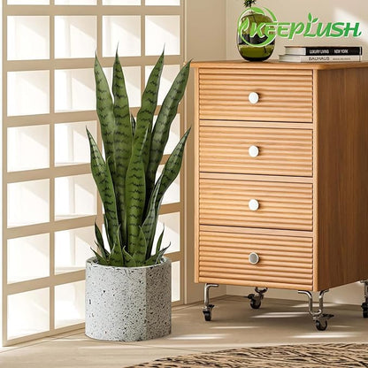 Artificial Snake Plant – 28in Faux Sansevieria Plants, Fake Floor Plant for Indoor Outdoor, Front Porch Patio Home Office Decor, Mother-in-Law’s Tongue, Green 1Pcs