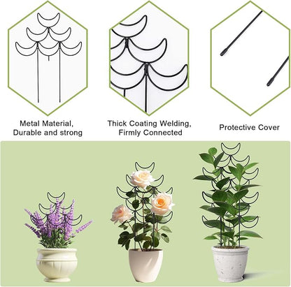 4 Pack Metal Plant Trellis for Climbing Plants Outdoor/Indoor - Sturdy Garden Trellis for Potted Plants, Rustproof Plant Suppor Stakes for Vine Ivy Pothos Monstera Hoya Flowers