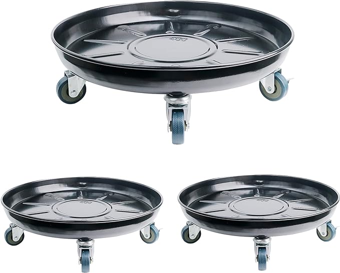Plant Caddy with Wheels 12 Inch 3 Pack, Heavy Duty Metal Plant Stand & Dolly with Lockable Casters, Holds 160 lbs for Indoor Outdoor Large Flower Pots, Black