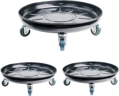 Plant Caddy with Wheels 12 Inch 3 Pack, Heavy Duty Metal Plant Stand & Dolly with Lockable Casters, Holds 160 lbs for Indoor Outdoor Large Flower Pots, Black