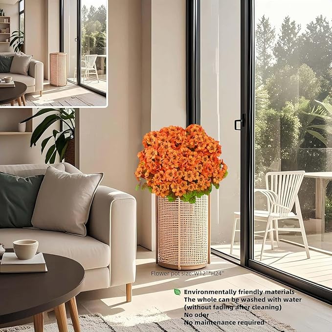 QIANYUN Artificial Topiary for Outdoors- 20” Potted Plant Fake Geraniums Bush-UV Resistant Artificial Outdoor Plant for Front Porch, Garden, Yard, Patio Decor (Light Orange)
