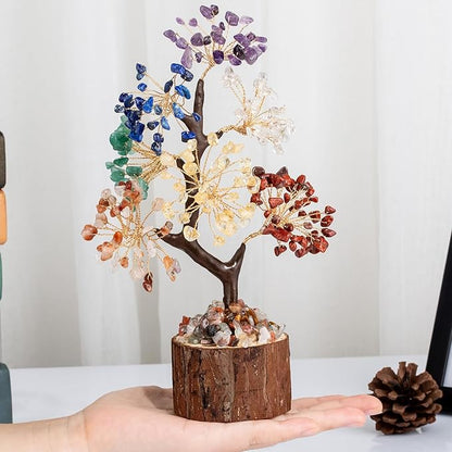 DUQGUHO 7 Chakra Tree of Life Crystal Tree for Positive Energy Healing Crystals Decor Spiritual Gifts for Women Office Decorations for Work Spiritual Decor for Home