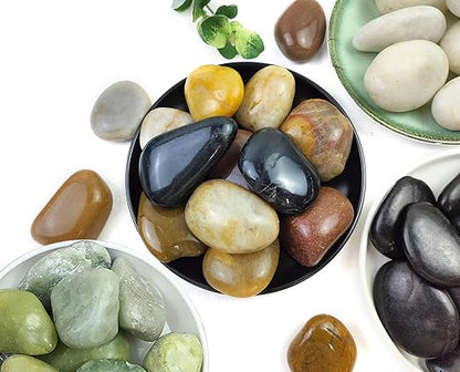 10LB Mixed Color River Rocks - 2-3 inch High Polished Decorative Pebbles, Stones for Landscaping, Natural River Rocks for Outdoor Décor, Plants,Vase Filler,Fish Tank