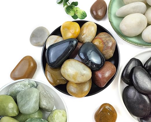 40LB Mixed Color River Rocks - 2-3 inch High Polished Decorative Pebbles, Polished Stones for Landscaping, Natural River Rocks for Outdoor Décor, Plants,Vase Filler,Fish Tank