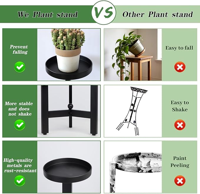 3 Tier Plant Stand - 25 Inch Iron Multi-Tiered Shelf for Indoor & Outdoor Greenery | Modern Space-Saving Display Rack for Flowers, Succulents, and Home Decor