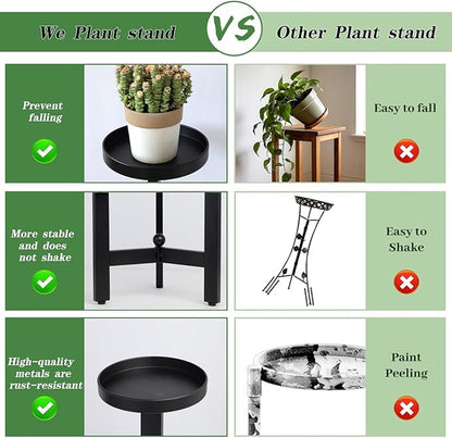 3 Tier Plant Stand - 25 Inch Iron Multi-Tiered Shelf for Indoor & Outdoor Greenery | Modern Space-Saving Display Rack for Flowers, Succulents, and Home Decor
