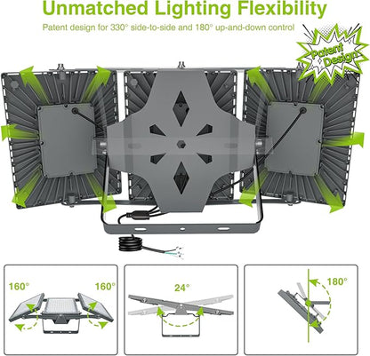 STASUN LED Flood Light Outdoor, Max Series 900W 90000lm 6000K Daylight IP66 Waterproof, Commercial Parking Lot Light,3 Heads for Yard Street Stadium House Floodlight Security Lights for Outdoor Area