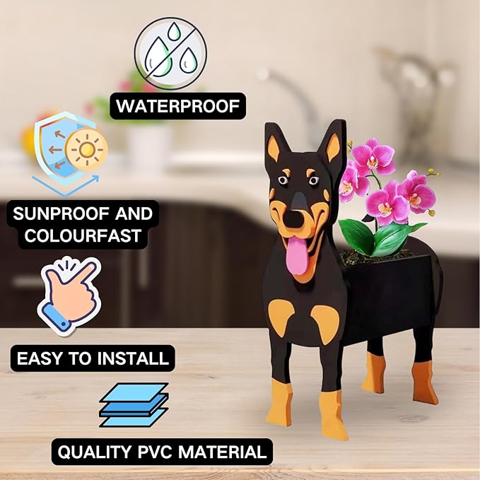 Australian Kelpie Dog Planter Plant Pots,Cute Dog Flower Planter,Gifts for Pet Lovers,Unique Animal Plant Pots,Office,Indoor Outdoor Garden Decor(9.45 * 5.51 * 13.39in)
