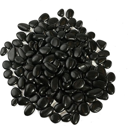 Stonecreek 24 LBS River Rocks (2 x 12 LBS Bags) – Natural Polished Decorative Pebbles, Garden Landscaping Stones for Planters, Vase Fillers, Succulent Pots, Fish Tanks & Terrariums, Black Medium