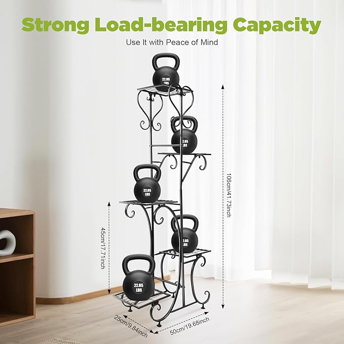 5 Tier Plant Stand Indoor, Corner Tiered Plant Stands, Metal Tall Plant Display Holder Shelf Flower Rack Outdoor Garden Plant Display Rack, Flower Pot Stand for Corner Living Room Balcony Garden Patio (5 Tier)