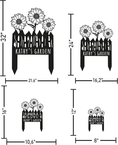 Custom Sunflower Metal Garden Sign with Stakes, Flower Garden Decor, Personalized Family Name Sign, Farmhouse Yard Decorative, Patio Art, Mother's Day Gift, Mom Gift, Housewarming Gift