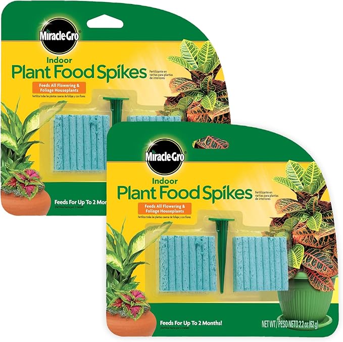 Miracle-Gro Indoor Plant Food Spikes, Includes 48 Spikes - Continuous Feeding for all Flowering and Foliage Houseplants - NPK 6-12-6