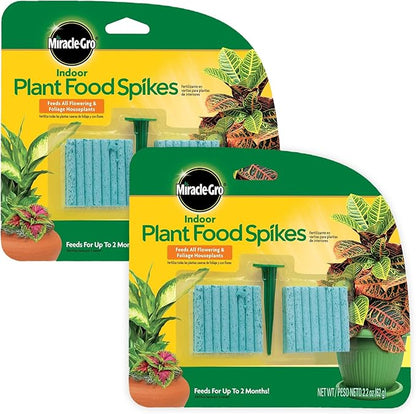Miracle-Gro Indoor Plant Food Spikes, Includes 48 Spikes - Continuous Feeding for all Flowering and Foliage Houseplants - NPK 6-12-6