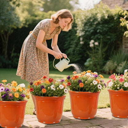 Large Plastic Pots for Plants, 2 Pack 18 Inch Planters for Outdoor Plants, Durable and Lightweight Flower Pots, Big Outdoor Planters Weather Resistant & UV Resistant, Orange