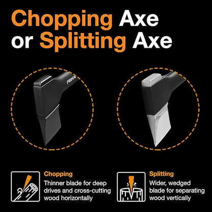 Fiskars X15 Splitting Axe, Tree Branch Cutter and Wood Splitter (23.5-Inch Axe) with Shock-Absorbing Handle
