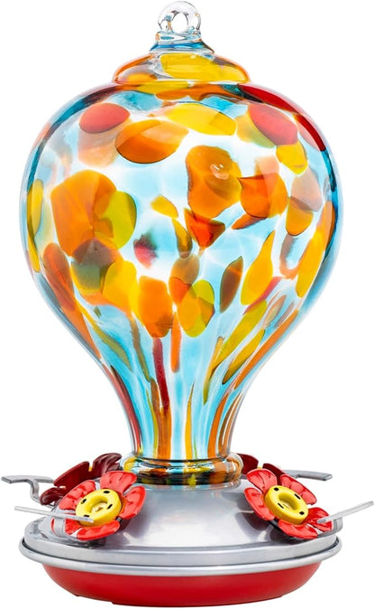 Muse Garden Hummingbird Feeders Blown Glass Hummingbird Feeder, Garden Backyard Decor for Outside, 32OZ, Hawaii Beach