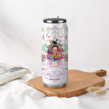 Book Lovers Gifts Stainless Steel Tumbler,Bookish Gifts Coffee Mug with Lid,Bookworm Tumbler,Book Accessories Librarian Gift for Women Girls Daughter 17 Oz