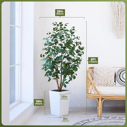 Artificial Olive Tree 5ft, Tall Fake Tree for Indoor & Outdoor Decor with Black Pot & Pebbles, UV Resistant Silk Leaves, Realistic Faux Potted Plant for Living Room,Office,Home Decor,VN137
